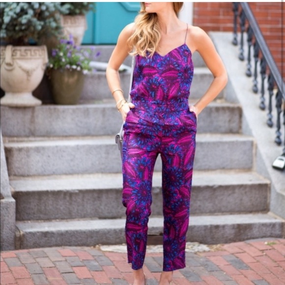 J. Crew Midnight Floral Silk Jumpsuit - Picture 2 of 8